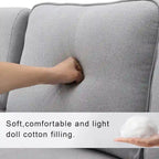 104  4-Seater Modern Linen Fabric Sofa with Armrest Pockets and 4 Pillows