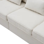 104  4-Seater Modern Linen Fabric Sofa with Armrest Pockets and 4 Pillows