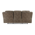 Henry 92 Inch Dual Manual Recliner Sofa Brown Microfiber, Solid Wood, Metal