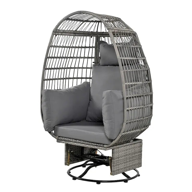 Rattan Swivel Egg Patio Chair with Rocking Function and Cushions