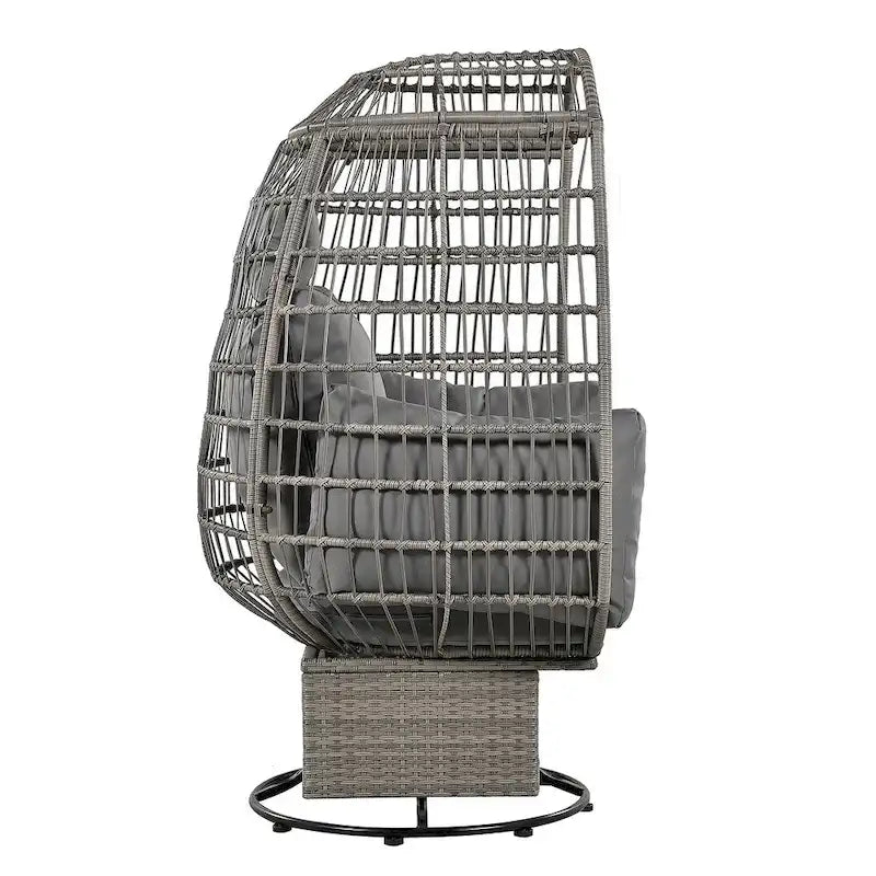 Rattan Swivel Egg Patio Chair with Rocking Function and Cushions