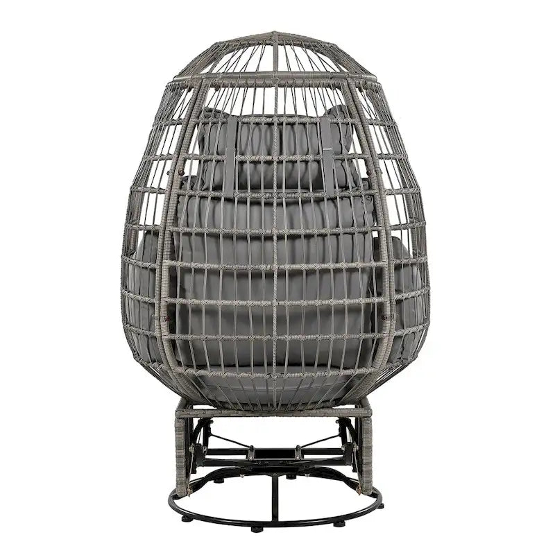 Rattan Swivel Egg Patio Chair with Rocking Function and Cushions