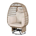 Rattan Swivel Egg Patio Chair with Rocking Function and Cushions