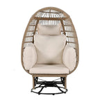 Rattan Swivel Egg Patio Chair with Rocking Function and Cushions
