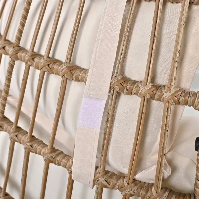 Rattan Swivel Egg Patio Chair with Rocking Function and Cushions