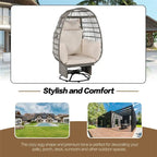 Rattan Swivel Egg Patio Chair with Rocking Function and Cushions