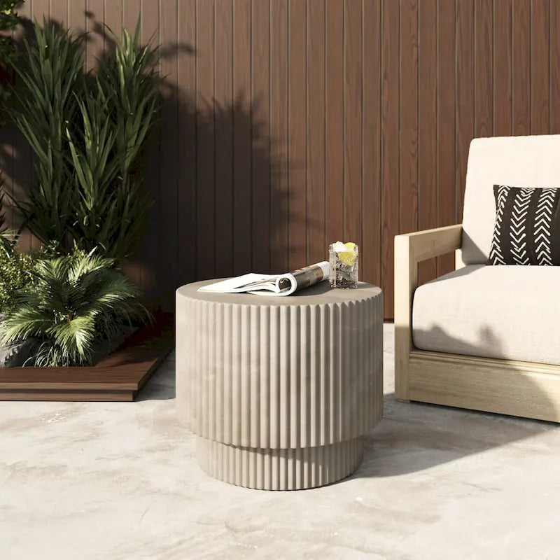 Modrest Gruver Modern Grey Concrete End Table