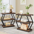 25  End Table 3-Tier Side Table with Metal Frame for Living Room Couch Side, Nightstands Bedsides Table for Bedroom