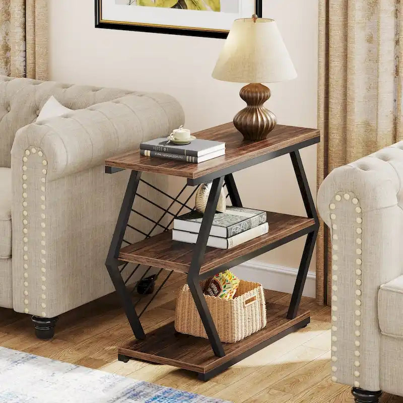 25  End Table 3-Tier Side Table with Metal Frame for Living Room Couch Side, Nightstands Bedsides Table for Bedroom
