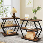 25  End Table 3-Tier Side Table with Metal Frame for Living Room Couch Side, Nightstands Bedsides Table for Bedroom