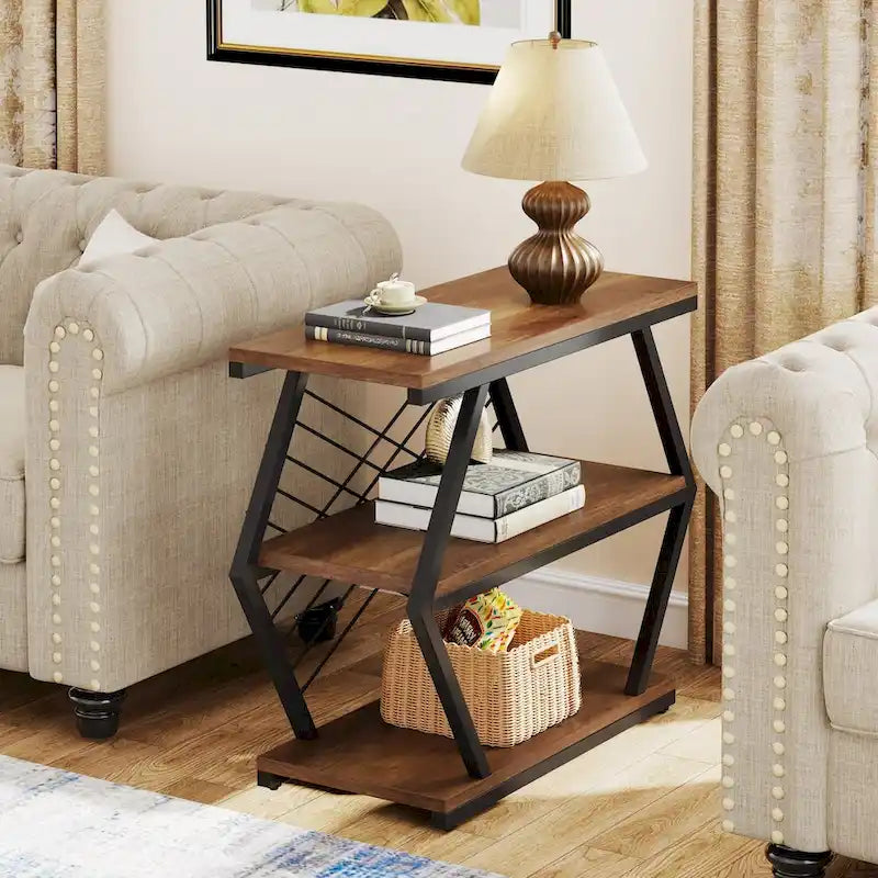 25  End Table 3-Tier Side Table with Metal Frame for Living Room Couch Side, Nightstands Bedsides Table for Bedroom