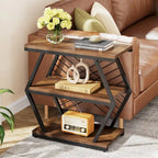 25  End Table 3-Tier Side Table with Metal Frame for Living Room Couch Side, Nightstands Bedsides Table for Bedroom
