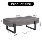 A Rustic Gray Wood Grain MDF Coffee Table With Black Metal Legs - An Elegant Space In Natural Wood Tones