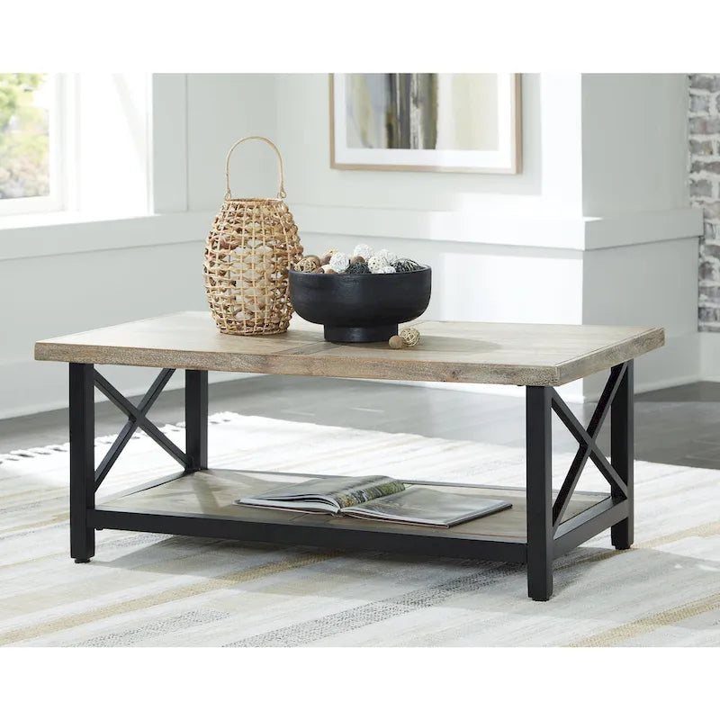 Signature Design by Ashley Bristenfort Brown/Black Coffee Table - 46 W x 26 D x 18 H