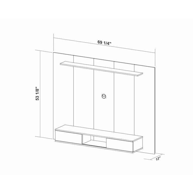 Zola Multi Storage Wall Media Center for up to 70 inch TVs, Entertainment Center with Storage, Floating TV Stand