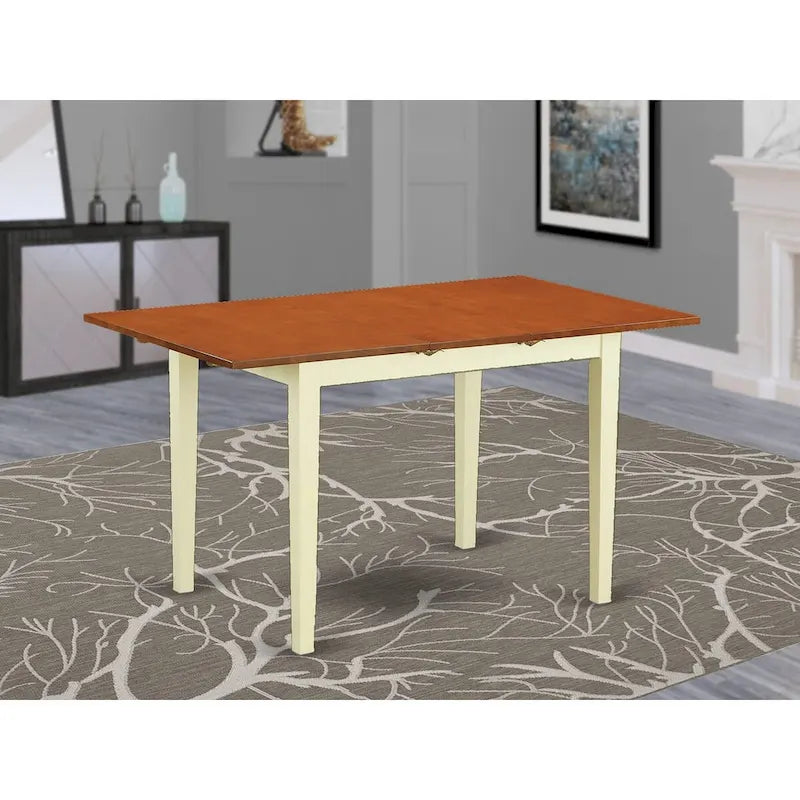 East West Furniture Norfolk Kitchen Dining Table - a Rectangle Wooden Table Top with Butterfly Leaf (Finish Color Options)