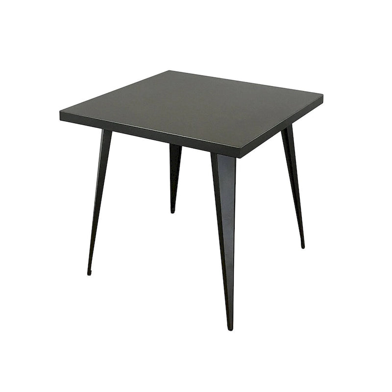 Square metal top dining table with metal legs