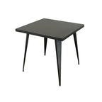 Square metal top dining table with metal legs