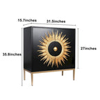 2-Door Accent Sideboard Cabinet Storage Dining Room Buffets Sunburst Credenza Living room
