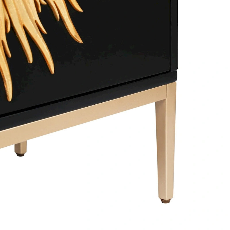 2-Door Accent Sideboard Cabinet Storage Dining Room Buffets Sunburst Credenza Living room