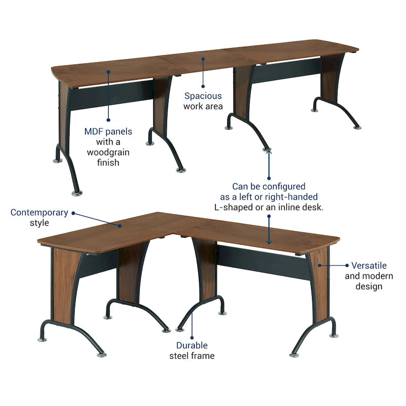 Deluxe Loft-style L-shaped or Inline Computer Desk