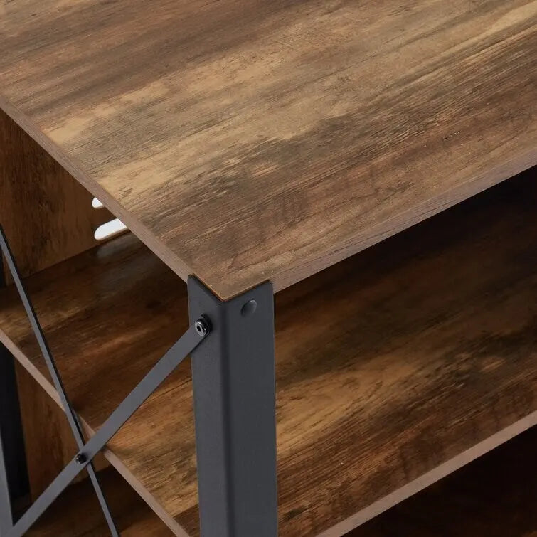 Wood Media Console TV Stand Entertainment Center