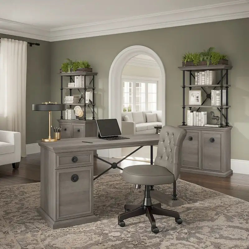 Coliseum 60W Designer Desk with Set of Two Bookcases by Bush Furniture