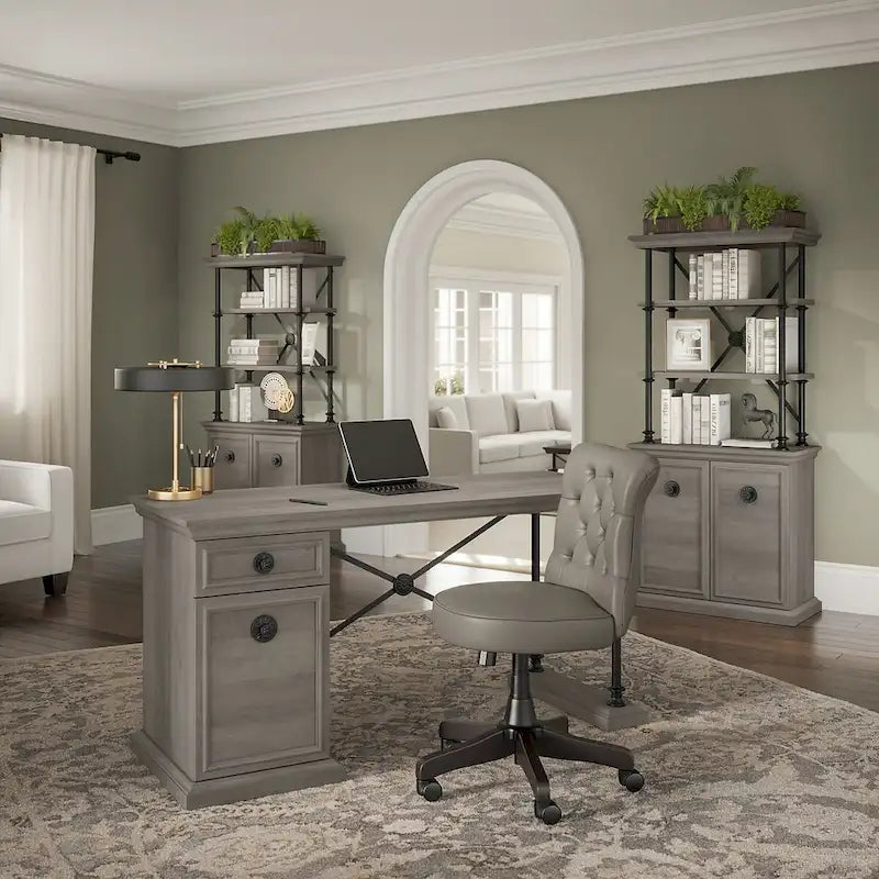 Coliseum 60W Designer Desk with Set of Two Bookcases by Bush Furniture
